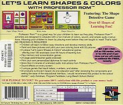 Retail Box back Let's Learn Shapes & Colors! With Professor Rom.