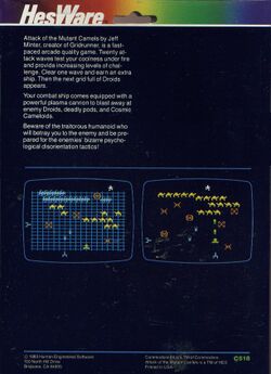 Retail Box back Attack Of The Mutant Camels (Screenshots on back).