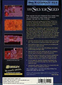 Retail Box back Ultima VII Serpent Isle The Silver Seed.