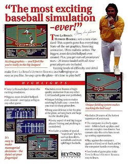 Retail Box back Tony LaRussa's Ultimate Baseball.