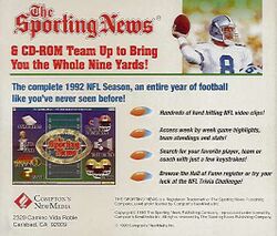 Retail Box back Sporting News Pro Football Guide 1993.