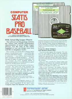 Retail Box back Sports Illustrated Computer Statis Pro Baseball.
