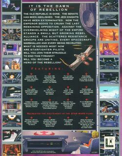 Retail Box back Star Wars X-Wing Collector's CD-ROM.