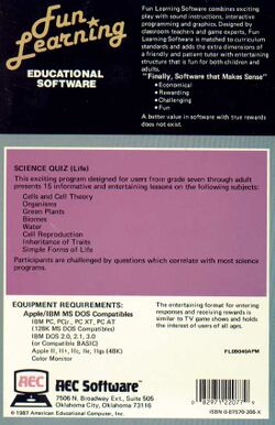 Retail Box back Science Quiz (Life).