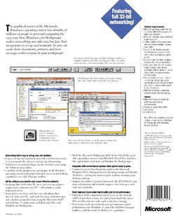 Retail Box back Microsoft Windows For Workgroups 3.11.