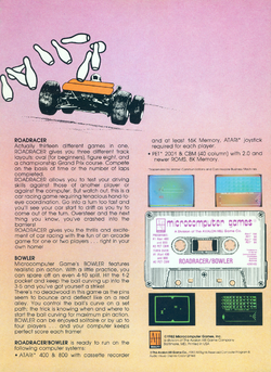 Retail Box back Sports Illustrated Roadracer / Bowler.