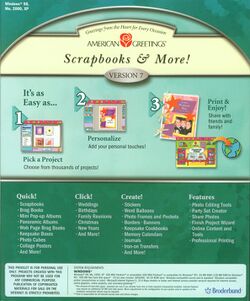 Retail Box back American Greetings Scrapbooks & More! Version 7.