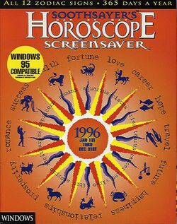 Retail Box cover Soothsayer's Horoscope Screensaver 1996.