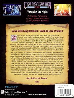 Retail Box back Transylvania III Vanquish The Night.