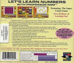 Retail Box back Let's Learn Numbers! With Professor Rom.