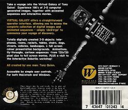 Jewel Case back Tony Quinn's Virtual Galaxy.