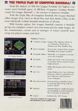 Retail Box back Pro League Baseball.